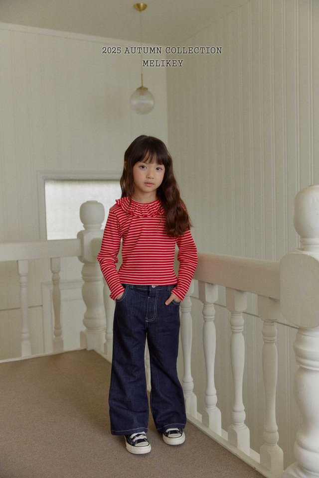 [melikey] Paul Ribbon Boots cut pants_Denim