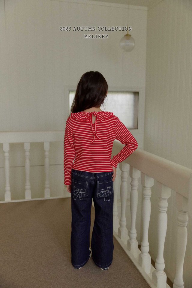 [melikey] Paul Ribbon Boots cut pants_Denim