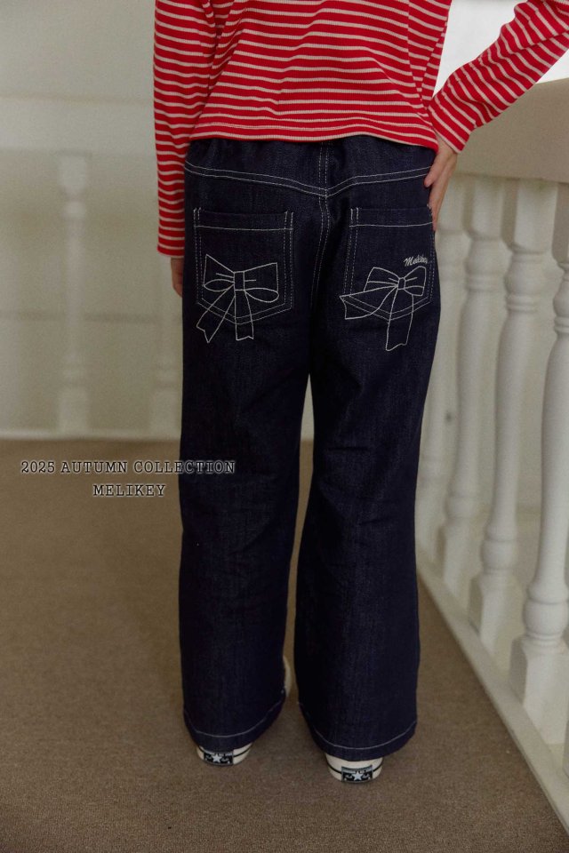 [melikey] Paul Ribbon Boots cut pants_Denim