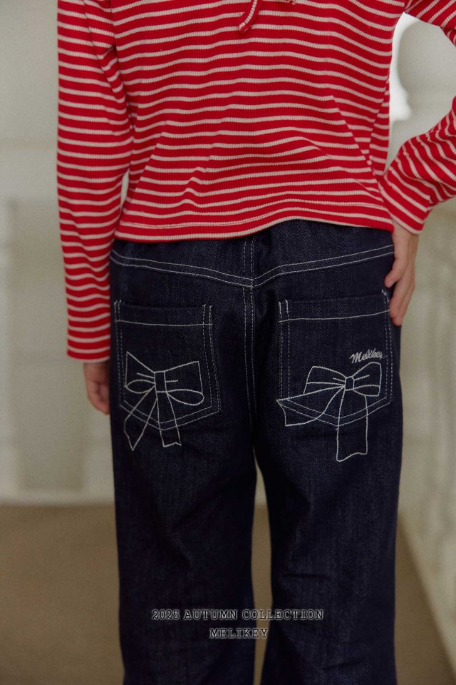 [melikey] Paul Ribbon Boots cut pants_Denim