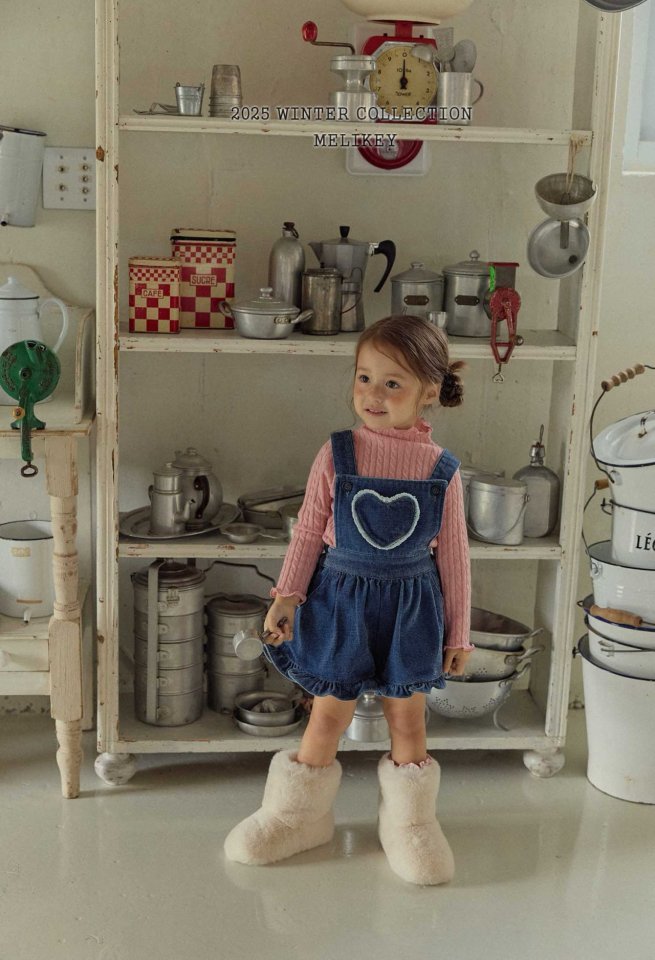 [melikey] Velvet Denim Frill Overalls_Deep Denim