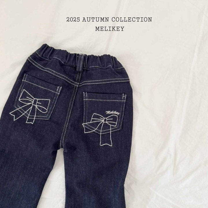 [melikey] Paul Ribbon Boots cut pants_Denim
