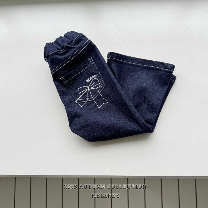[melikey] Paul Ribbon Boots cut pants_Denim