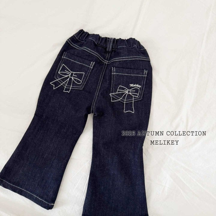 [melikey] Paul Ribbon Boots cut pants_Denim