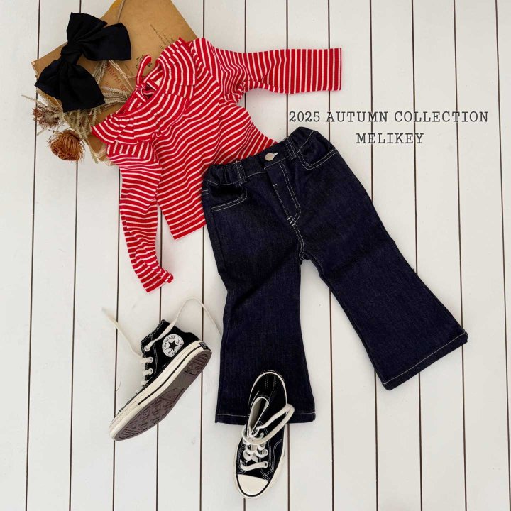 [melikey] Paul Ribbon Boots cut pants_Denim