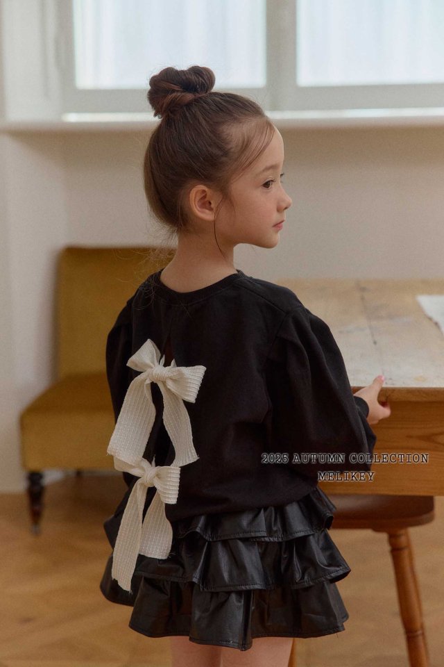 [melikey] Back slit Ribbon sweatshirt_2colors