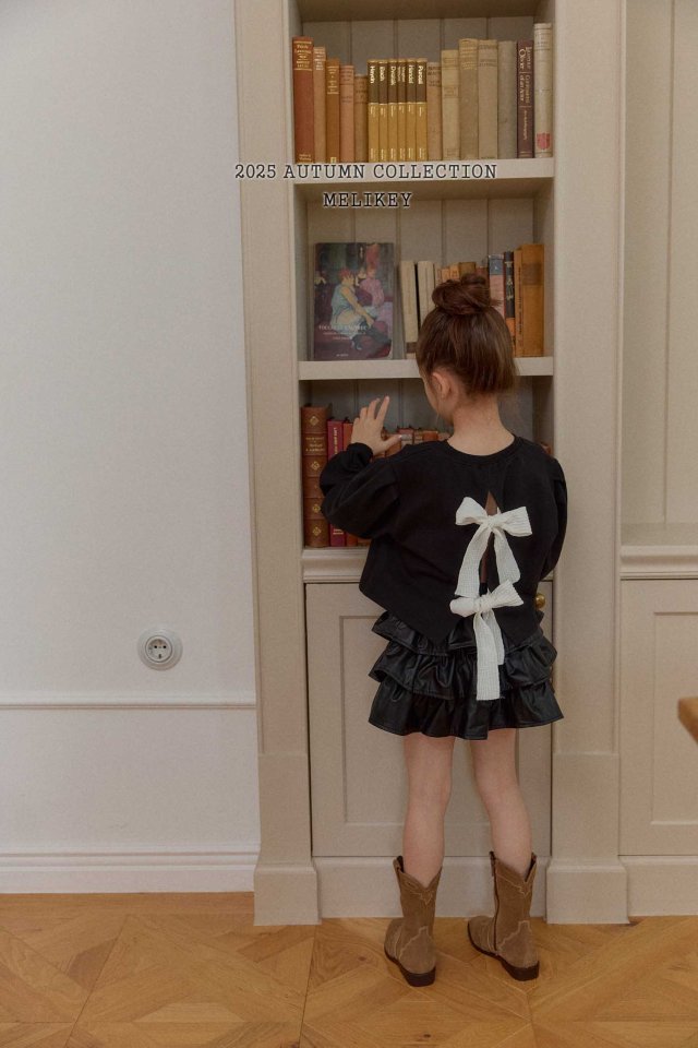 [melikey] Back slit Ribbon sweatshirt_2colors