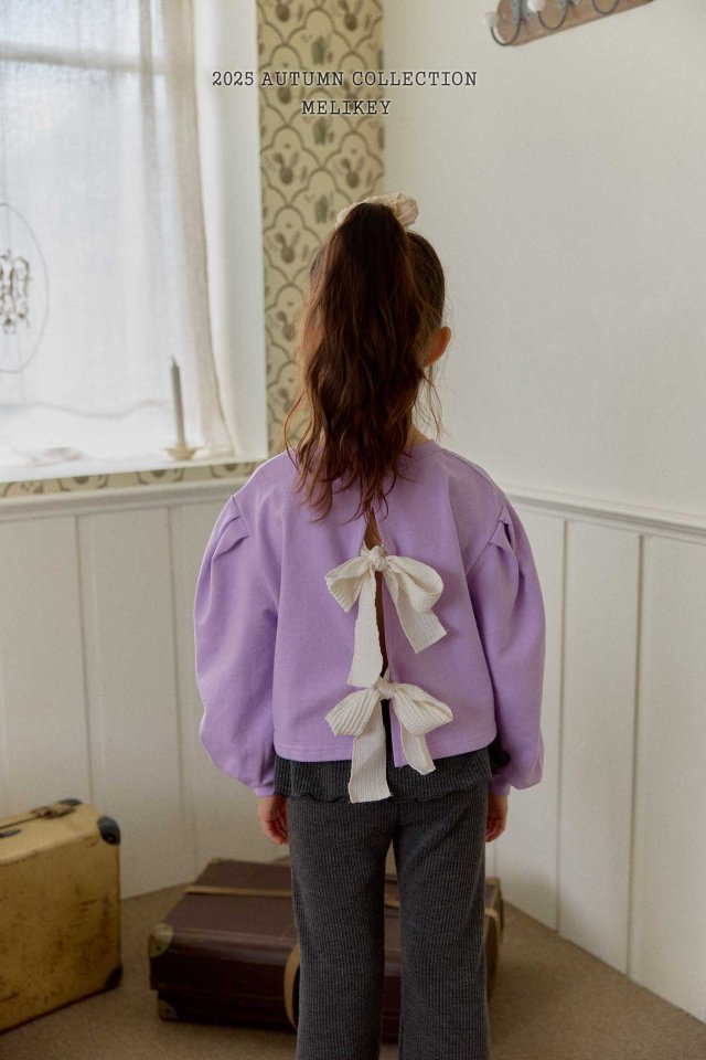 [melikey] Back slit Ribbon sweatshirt_2colors