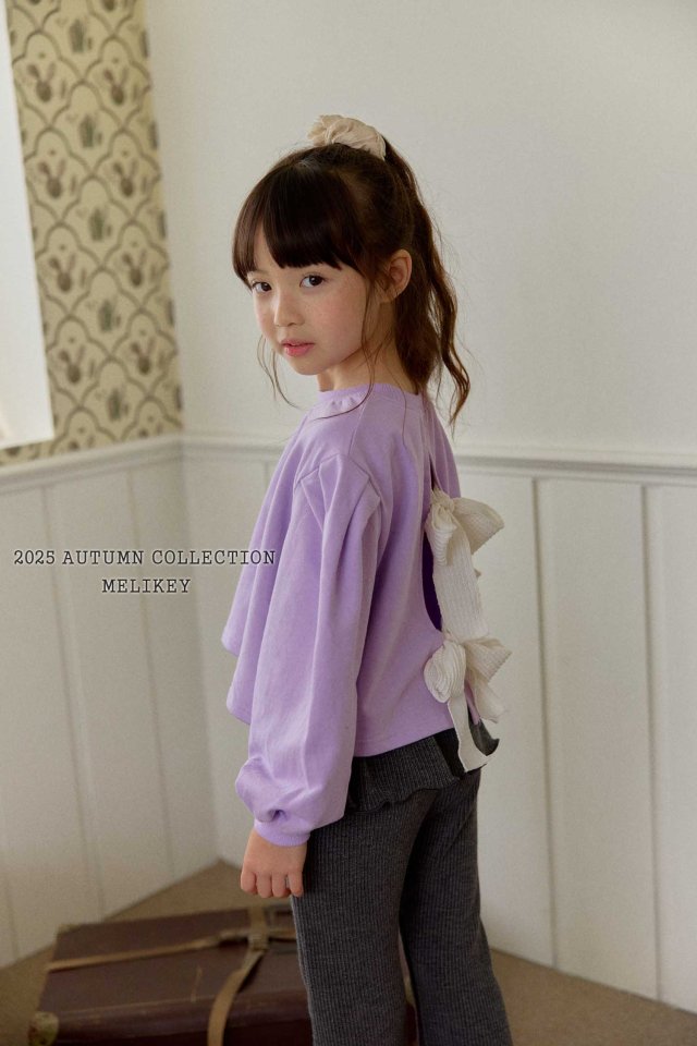 [melikey] Back slit Ribbon sweatshirt_2colors