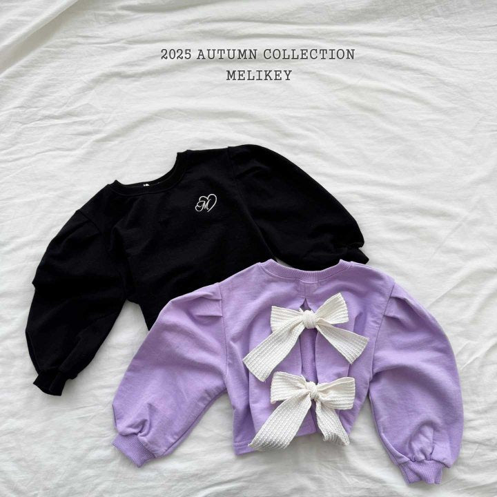 [melikey] Back slit Ribbon sweatshirt_2colors