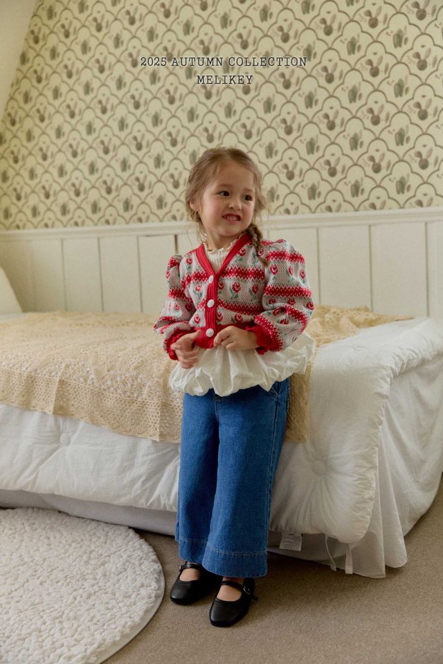 [melikey] Stripe Rose Cardigan_Red
