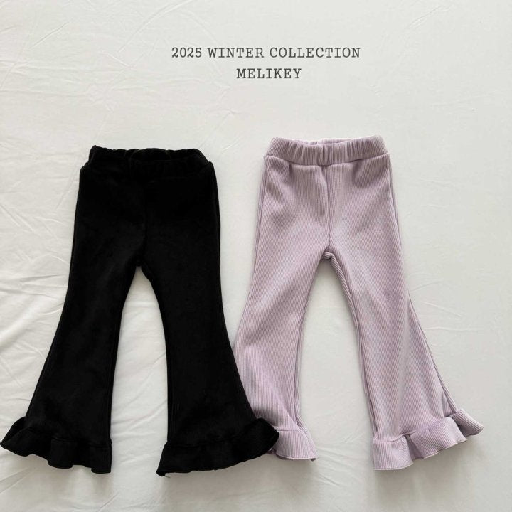 [melikey] Mink Ribbed Frill Bootcut Pants_2colors