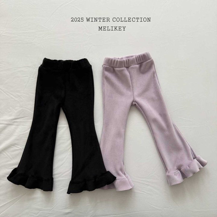 [melikey] Mink Ribbed Frill Bootcut Pants_2colors