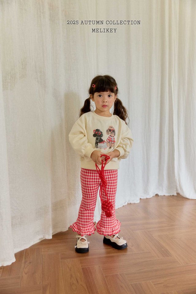 [melikey] Small Check frill Boots cut pants_3colors