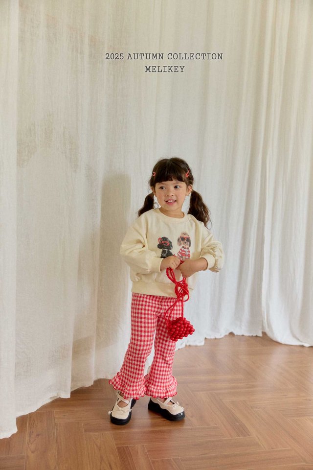 [melikey] Small Check frill Boots cut pants_3colors