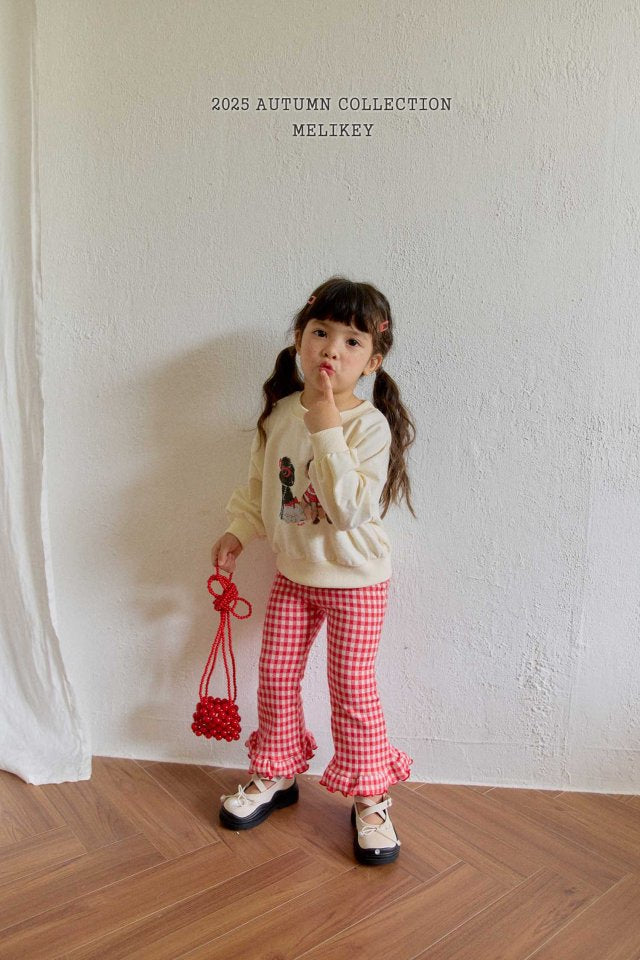 [melikey] Small Check frill Boots cut pants_3colors