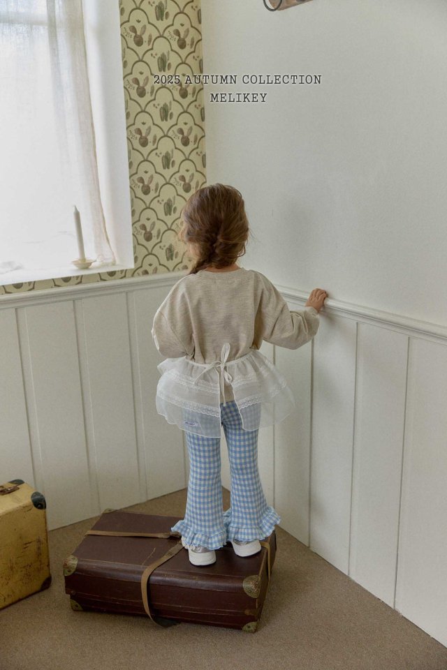 [melikey] Small Check frill Boots cut pants_3colors