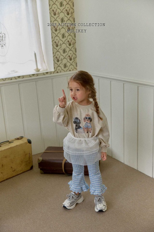 [melikey] Small Check frill Boots cut pants_3colors