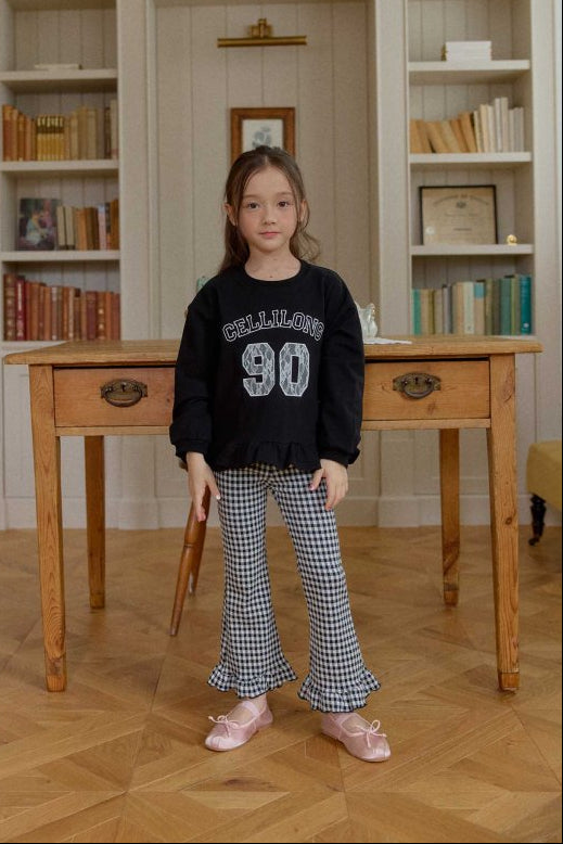 [melikey] Small Check frill Boots cut pants_3colors