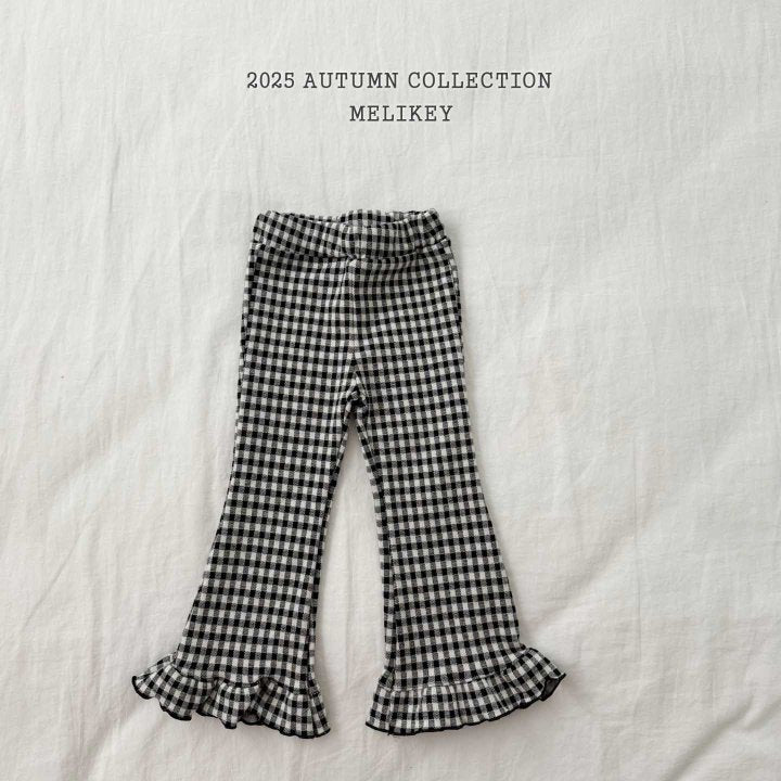 [melikey] Small Check frill Boots cut pants_3colors