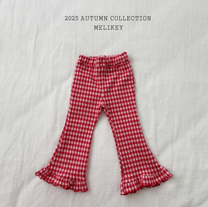 [melikey] Small Check frill Boots cut pants_3colors