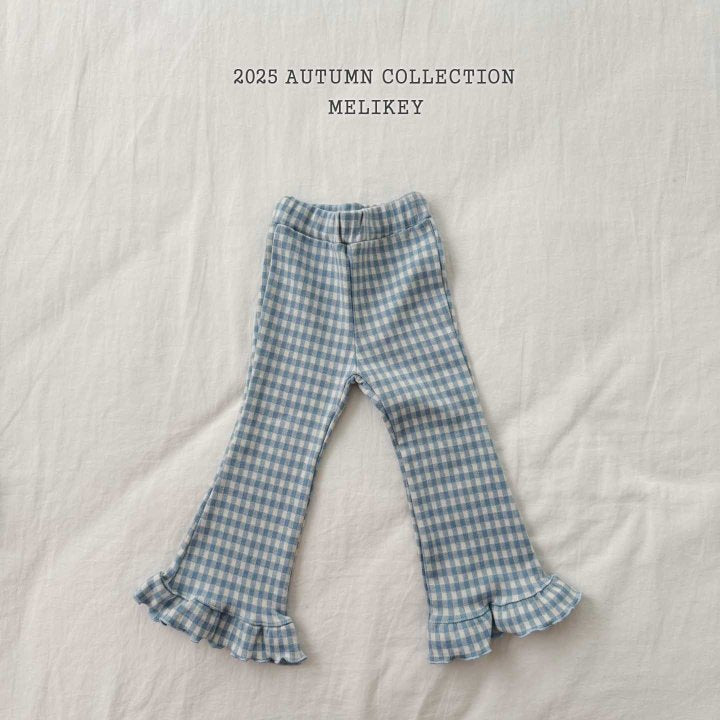 [melikey] Small Check frill Boots cut pants_3colors