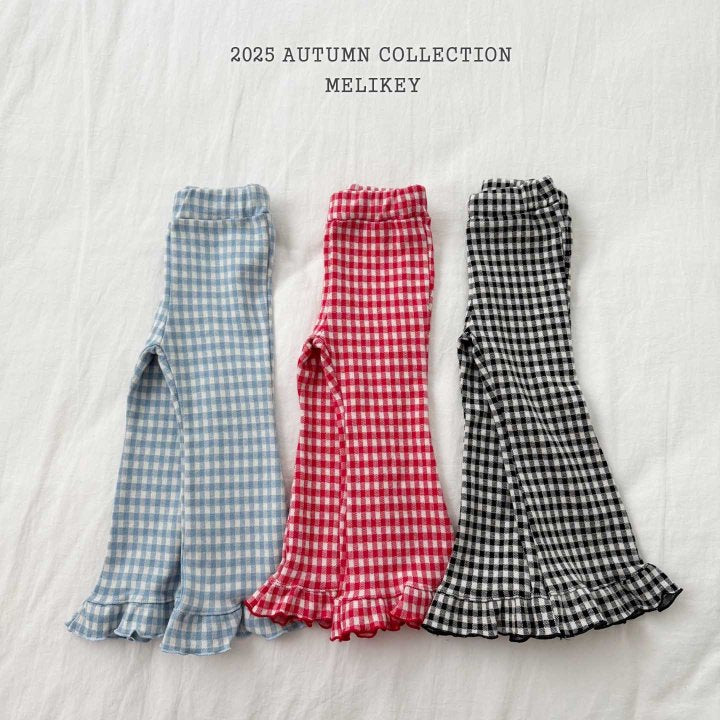 [melikey] Small Check frill Boots cut pants_3colors