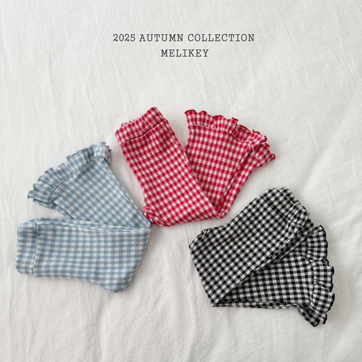 [melikey] Small Check frill Boots cut pants_3colors