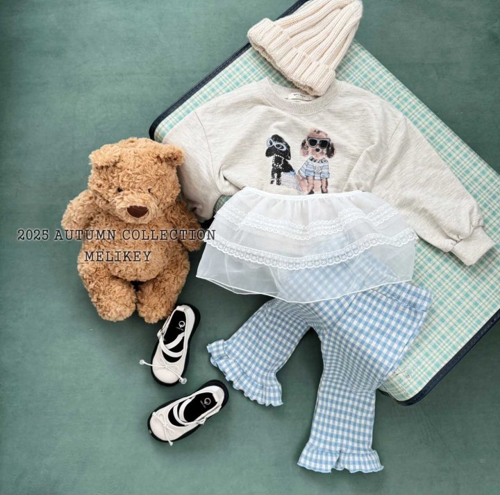 [melikey] Small Check frill Boots cut pants_3colors