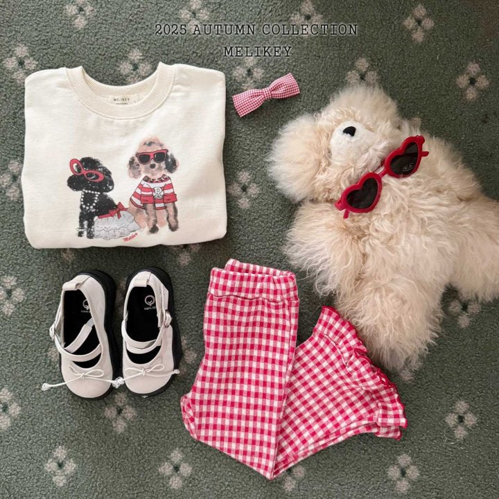 [melikey] Small Check frill Boots cut pants_3colors