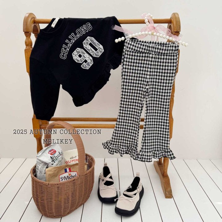 [melikey] Small Check frill Boots cut pants_3colors