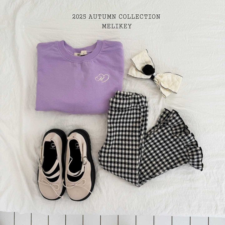 [melikey] Small Check frill Boots cut pants_3colors