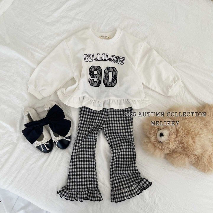 [melikey] Small Check frill Boots cut pants_3colors