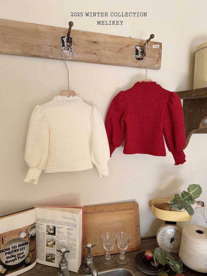 [melikey] Ribbed Knit Puff Tee_2colors