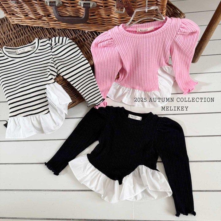 [melikey] Coco Diagonal Frill T-shirt_2colors