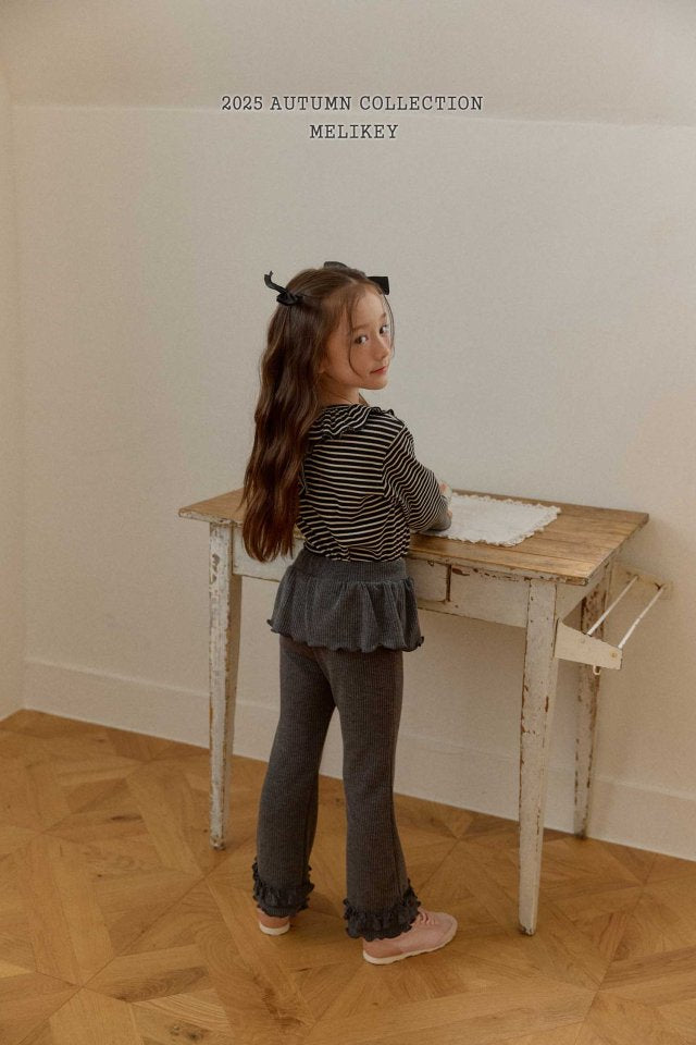 [melikey] Double frilll Boots cut pants_3colors