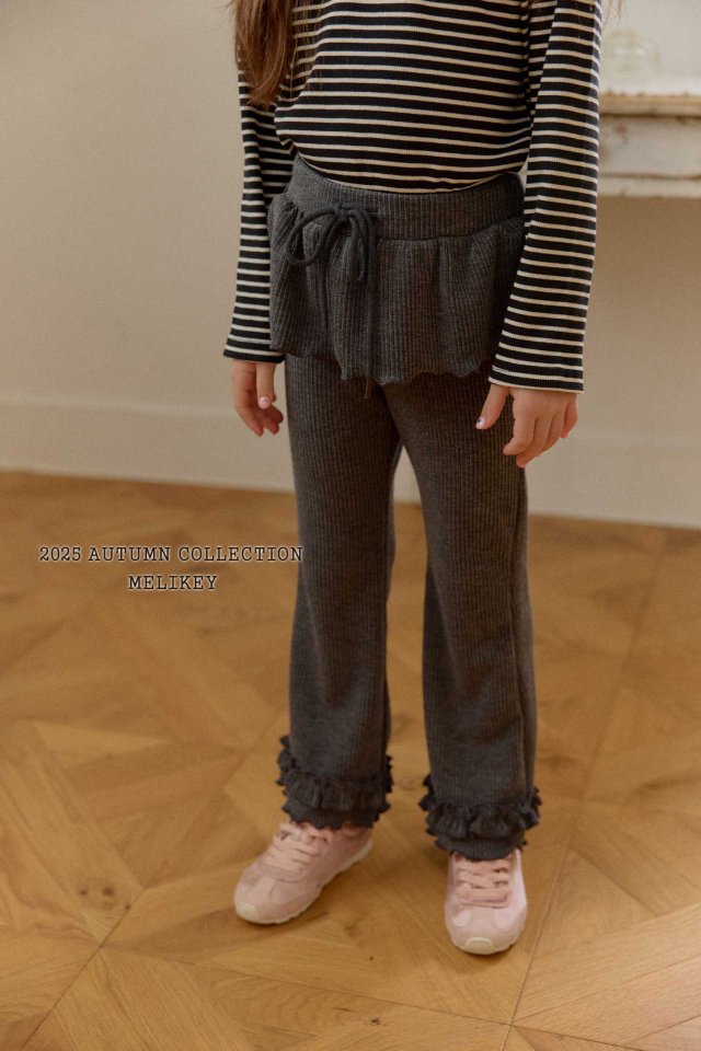 [melikey] Double frilll Boots cut pants_3colors