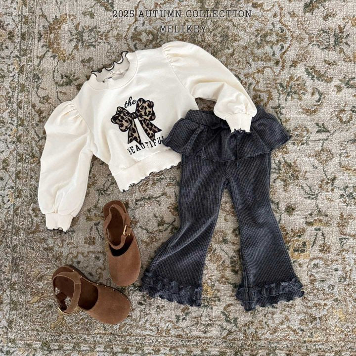[melikey] Double frilll Boots cut pants_3colors