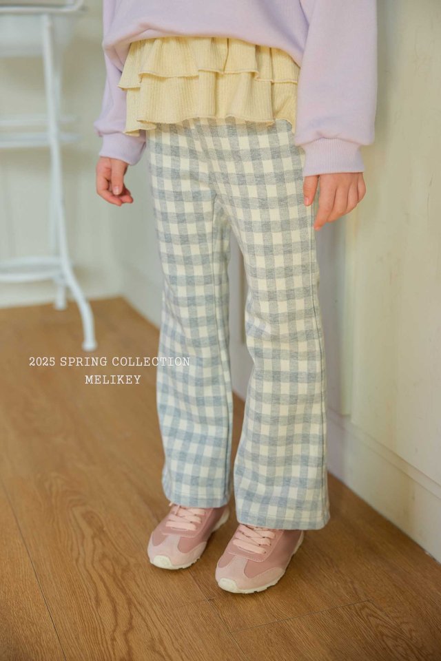 [melikey] Big Check Boots Cut Pants_4colors