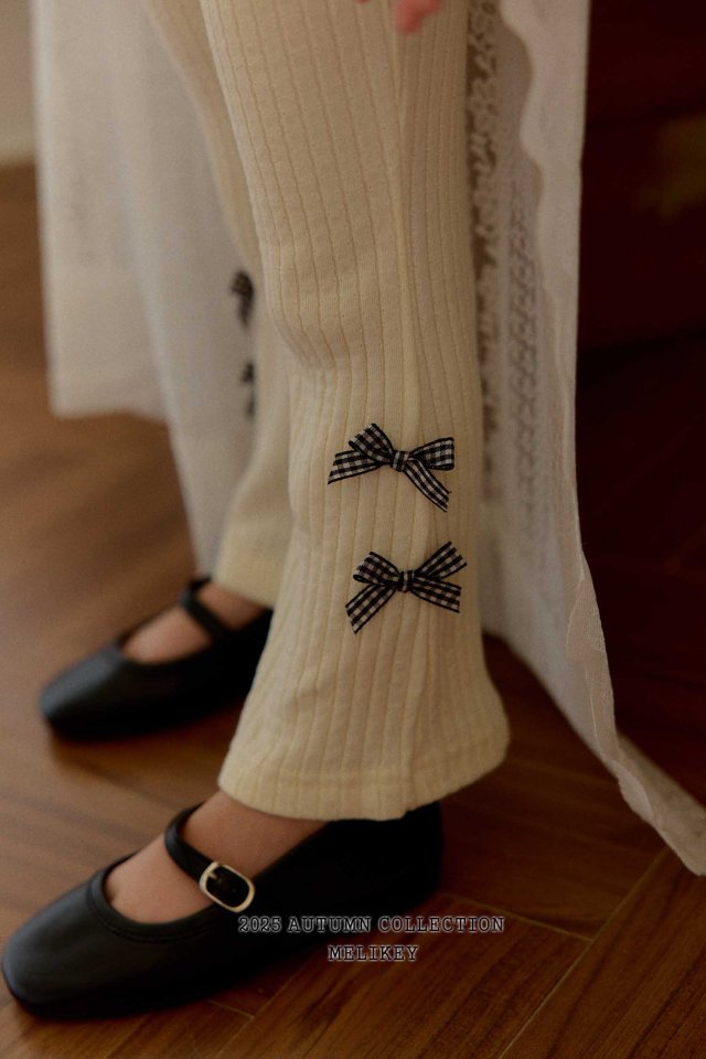 [melikey] Four Ribbon Boots cut pants_3colors