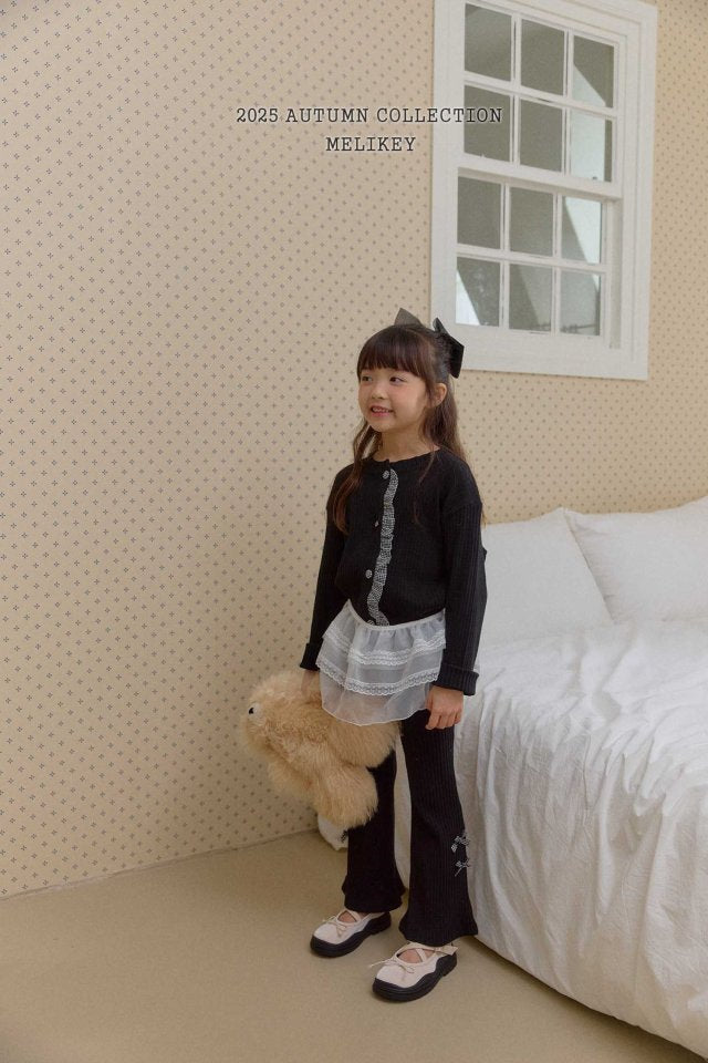 [melikey] Four Ribbon Boots cut pants_3colors