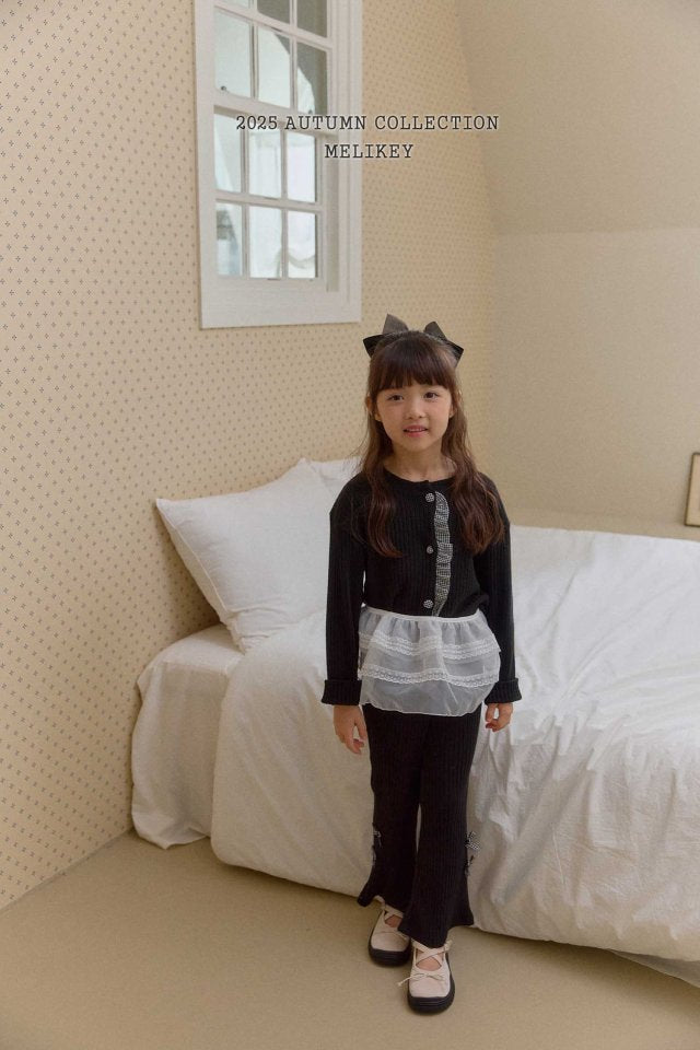 [melikey] Four Ribbon Boots cut pants_3colors
