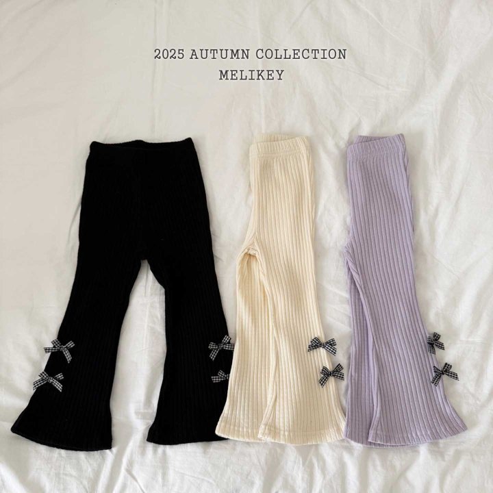 [melikey] Four Ribbon Boots cut pants_3colors