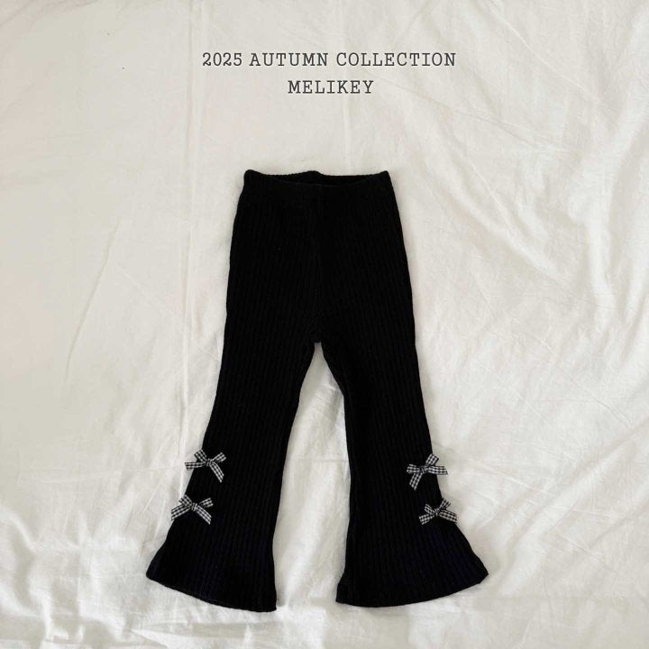 [melikey] Four Ribbon Boots cut pants_3colors