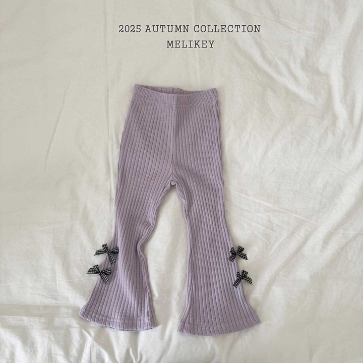 [melikey] Four Ribbon Boots cut pants_3colors
