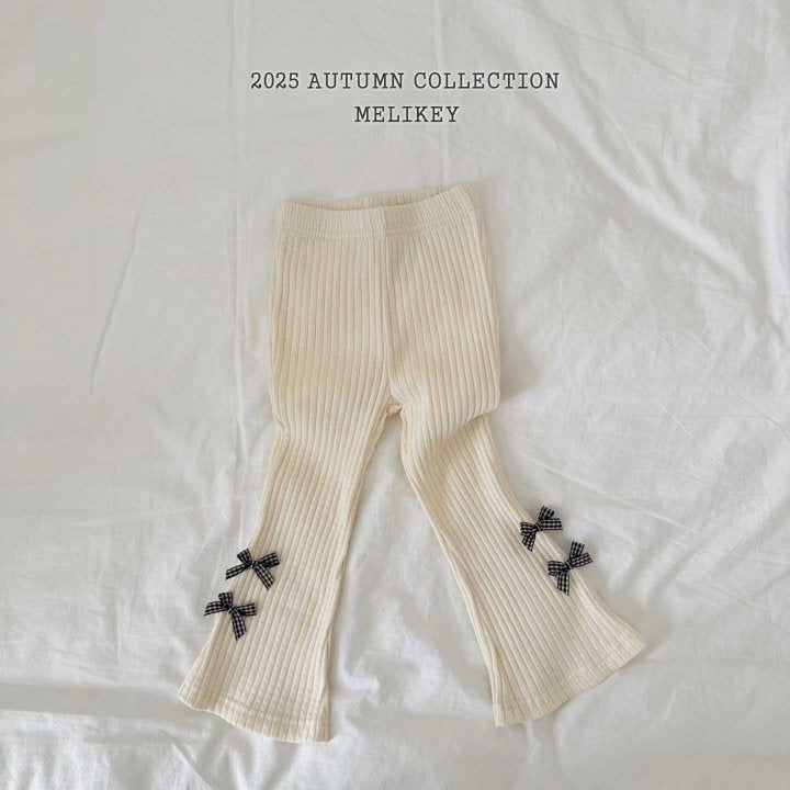 [melikey] Four Ribbon Boots cut pants_3colors