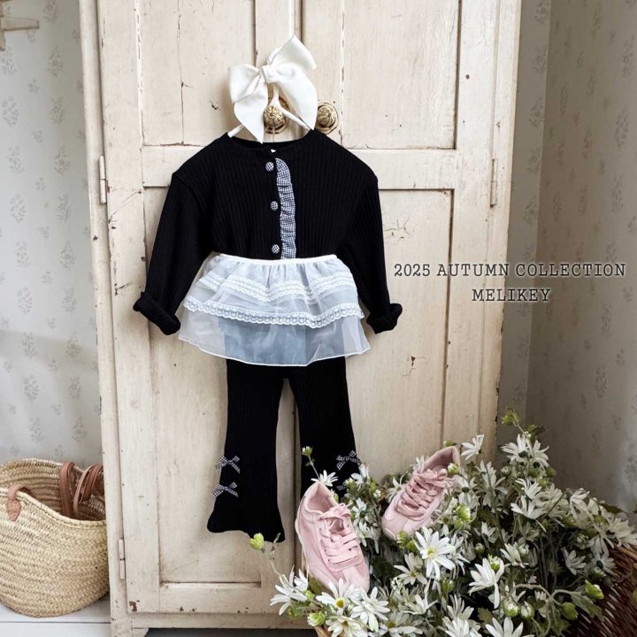 [melikey] Four Ribbon Boots cut pants_3colors