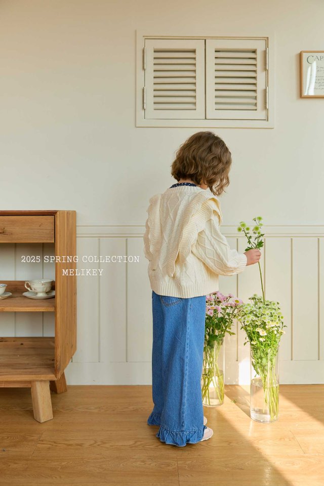 [melikey] Denim Frill Pants_Blue