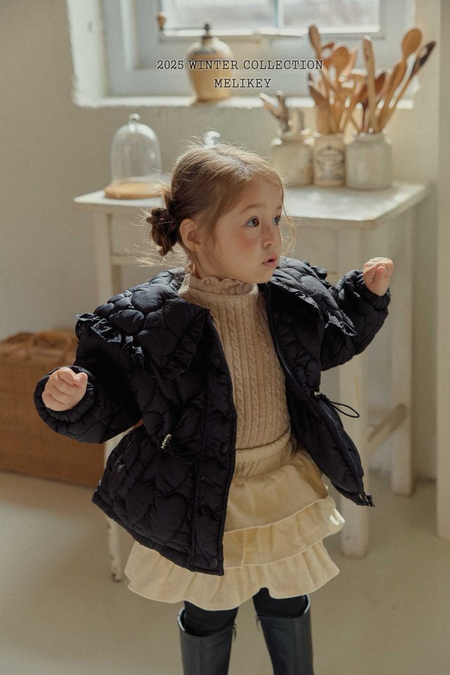 [melikey] Heart Quilted Puffer_Black