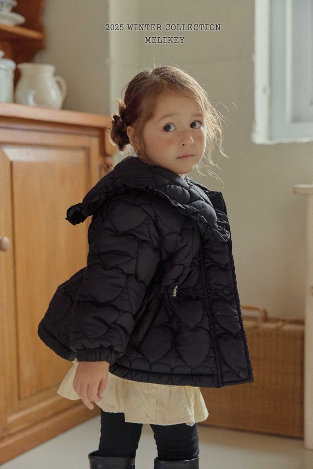 [melikey] Heart Quilted Puffer_Black